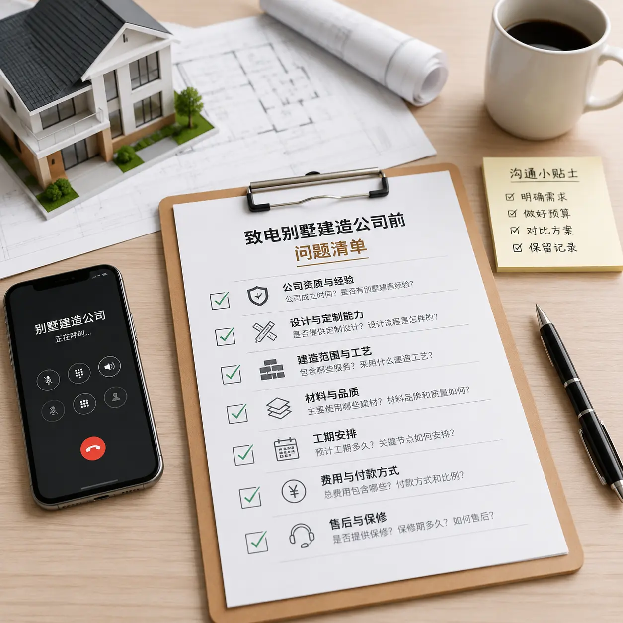 在汇川拨打别墅建造公司电话前的准备工作